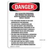 Signmission OSHA Danger, Qualified Personnel Operate This Machine, 18in X 12in Decal, 18" W, 12" H, Landscape OS-DS-D-1218-L-1869